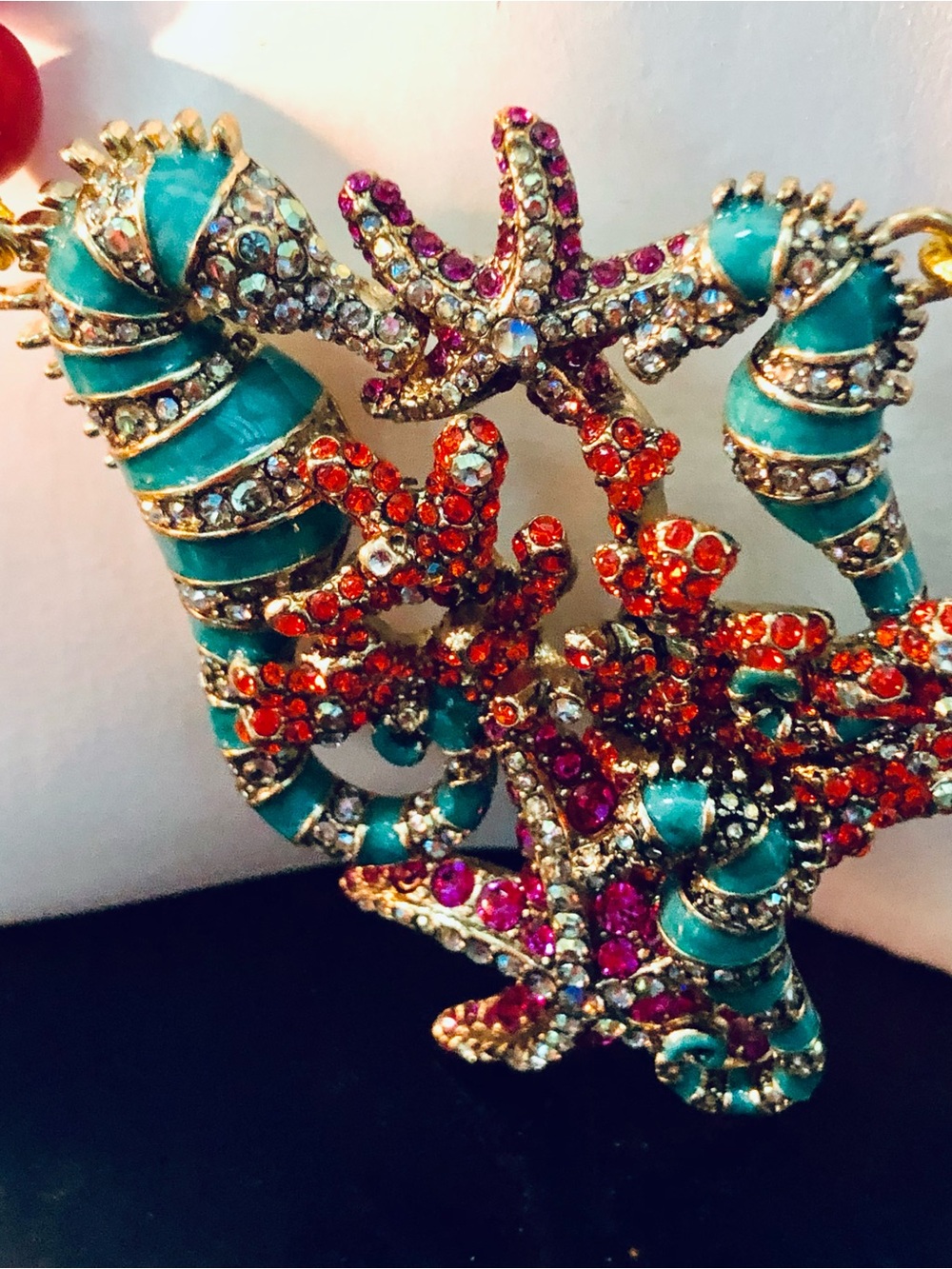 Heidi Daus “DEEP GUARDIANS” Turquoise & Coral Seaside  Necklace